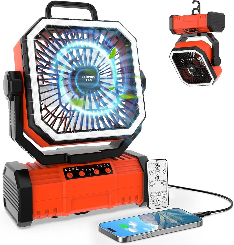 3-in-1 Camping Fan Portable Fans Rechargeable 20000mAh Battery Powered Fan with LED Lantern & Remote for Indoor Outdoor Tent