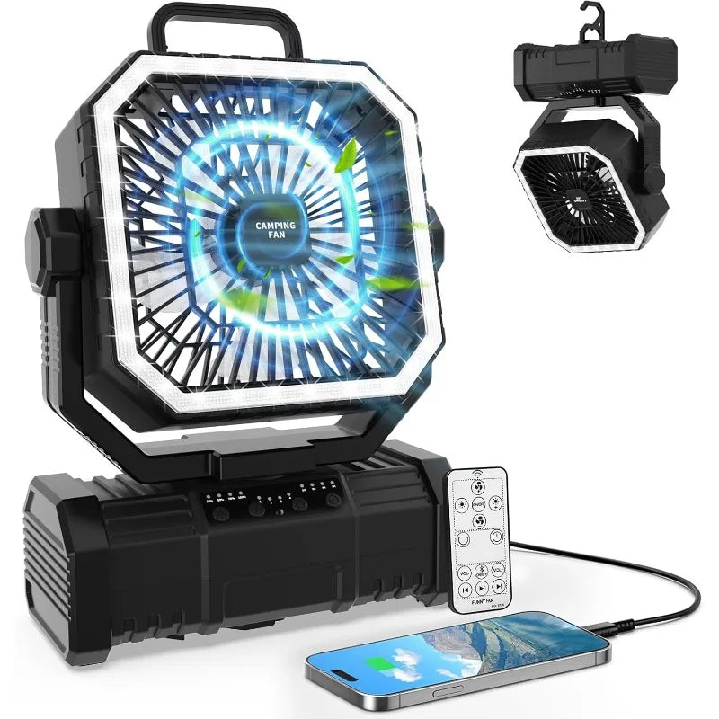 3-in-1 Camping Fan Portable Fans Rechargeable 20000mAh Battery Powered Fan with LED Lantern & Remote for Indoor Outdoor Tent