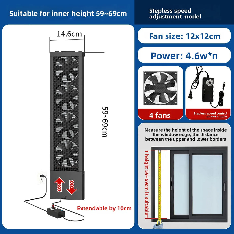 No-punching Window Exhaust Fan Powerful Exhaust Fan Household No-installation Window Ventilation Fan Silent and Retractable