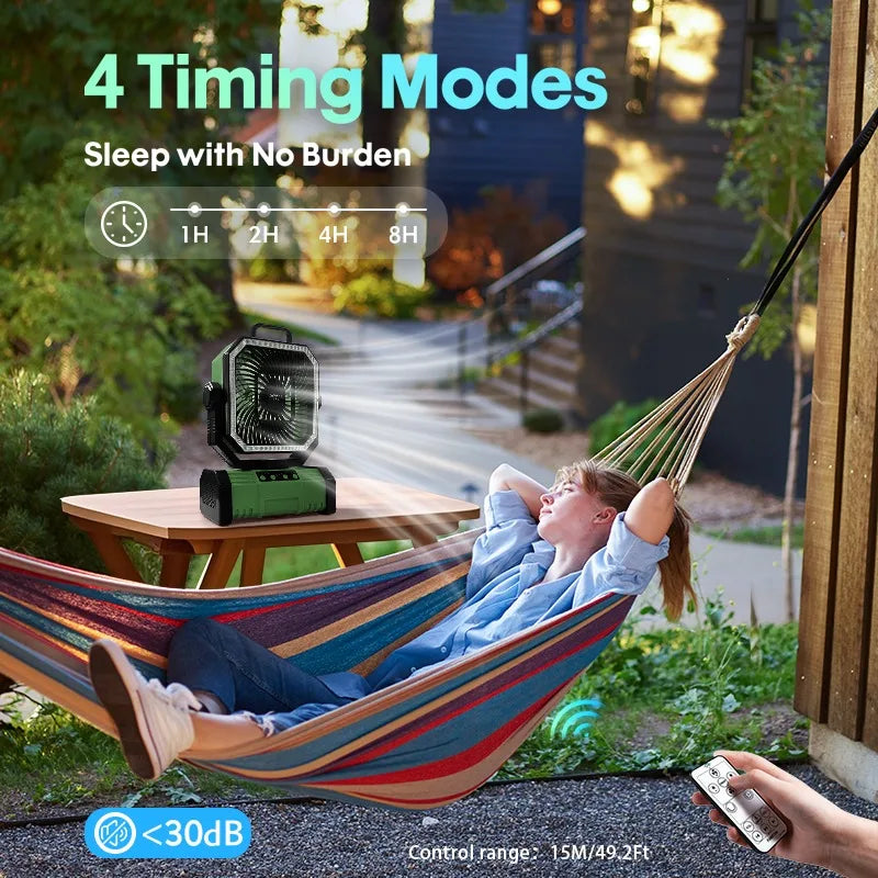 3-in-1 Camping Fan Portable Fans Rechargeable 20000mAh Battery Powered Fan with LED Lantern & Remote for Indoor Outdoor Tent