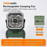 3-in-1 Camping Fan Portable Fans Rechargeable 20000mAh Battery Powered Fan with LED Lantern & Remote for Indoor Outdoor Tent