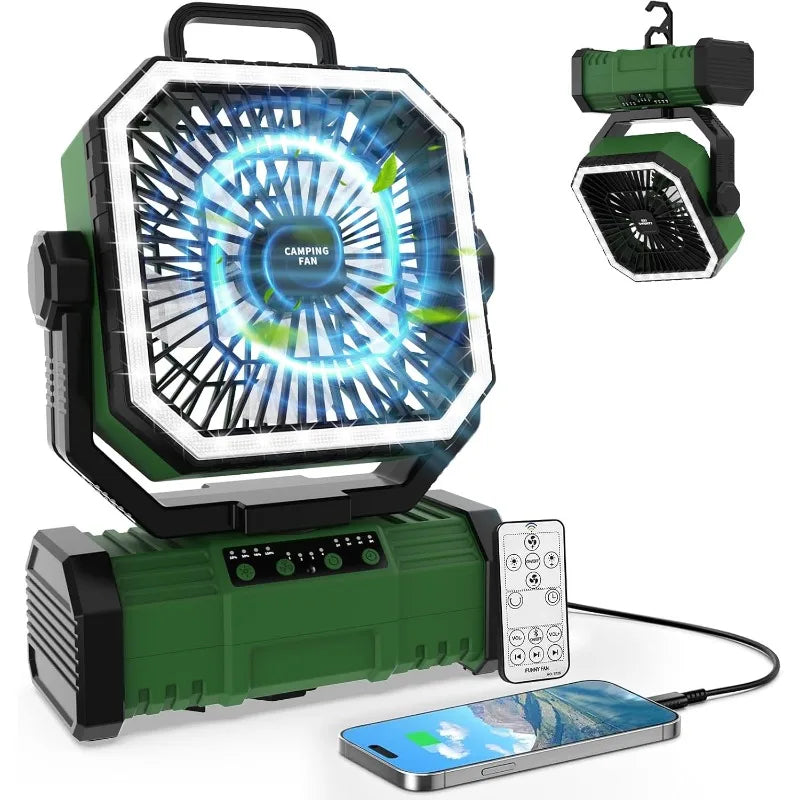 3-in-1 Camping Fan Portable Fans Rechargeable 20000mAh Battery Powered Fan with LED Lantern & Remote for Indoor Outdoor Tent
