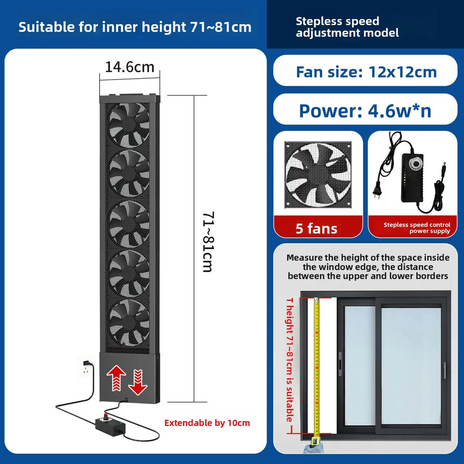 No-punching Window Exhaust Fan Powerful Exhaust Fan Household No-installation Window Ventilation Fan Silent and Retractable