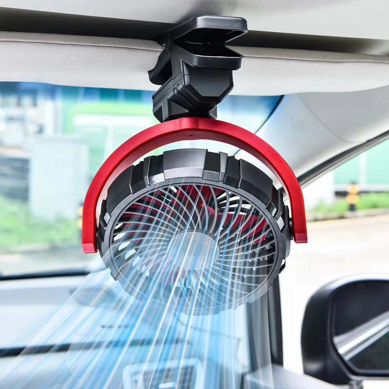 Car Cooling Fan 2000mAh USB Rechargeable Fan Burshless Cooler 900° Rotatable Portable Cooling Tool Car Electronic