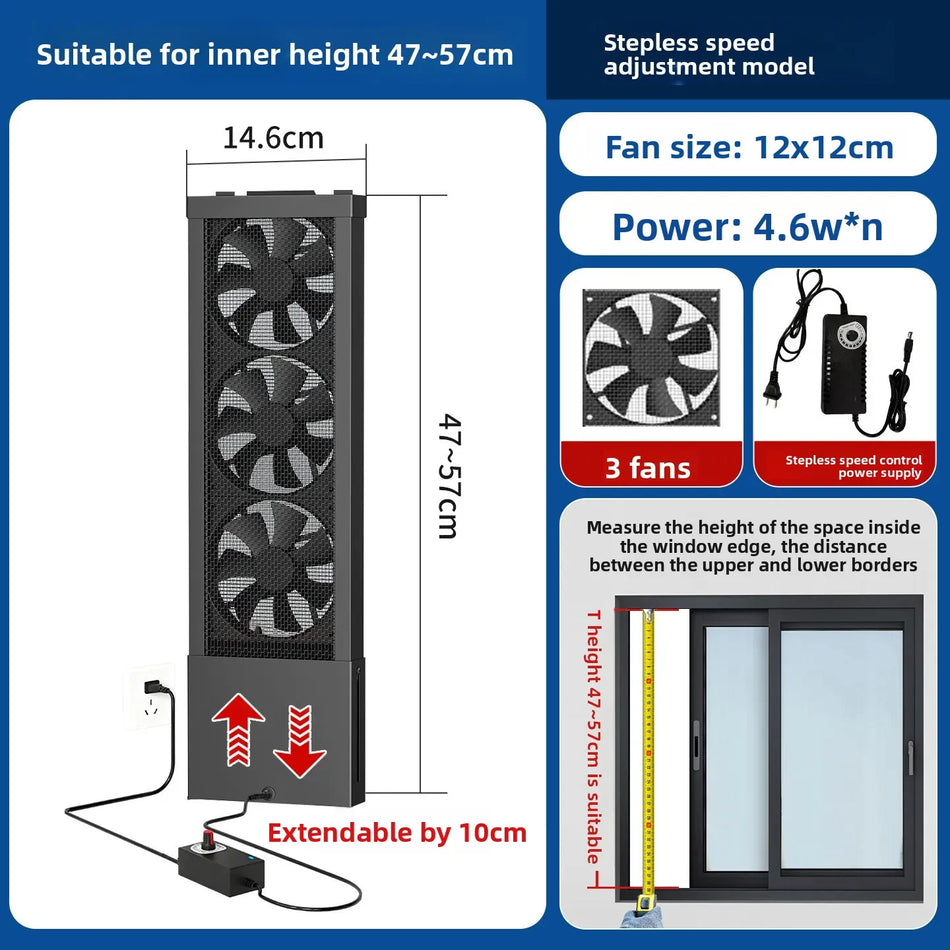 No-punching Window Exhaust Fan Powerful Exhaust Fan Household No-installation Window Ventilation Fan Silent and Retractable